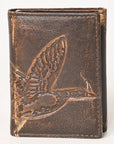 AMERICAN TANNER Genuine Leather Hand Burnished Trifold Wallet For Men Women H4.25 X W3 X D0.5