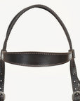 Hilason Western Horse Genuine Leather Headstall Bridle Engraved GS Concho Brown
