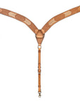 HILASON Western Genuine Leather Horse V Shaped Breast Collar Oiled Tan
