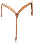 HILASON Western Genuine Leather Horse V Shaped Breast Collar Oiled Tan