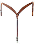 HILASON Western Genuine Leather Horse V Shaped Breast Collar Oiled Tan