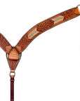HILASON Western Genuine Leather Horse V Shaped Breast Collar Oiled Tan