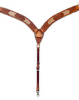 HILASON Western Genuine Leather Horse V Shaped Breast Collar Oiled Tan