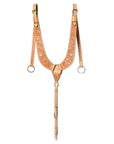 Hilason Western Horse Floral Hand Carved American Leather Breast Collar Oiled Tan