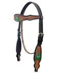 HILASON Western Leather Horse Headstall & Breast Collar Hand Tooled Tan | Leather Headstall | Leather Breast Collar