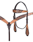 HILASON Western Horse Headstall & Breast Collar American Leather Floral Carving