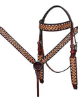 HILASON Western American Leather Headstall Breast Collar Horse Tack Set