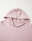 Stripe Thumbhole Sleeve Side Slit Drop Shoulder Hoodie
