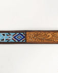 HILASON Western Genuine Leather Belt for Men Women Cowboy Cowgirl Handmade Unisex Full Grain Heavy Duty Tooled Beaded Belt