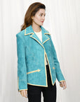 Genuine Vintage leather Women shirt Blazer jacket dress ladies girl