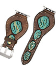 American Darling Beautifully Hand Tooled Painted Genuine Leather I watch Strap Men and Women Unisex