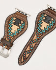 American Darling Beautifully Hand Tooled Painted Genuine Leather I watch Strap Men and Women Unisex