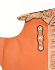 Hilason Western Bull Riding Chinks Chaps Adult Pro Rodeo Bronc Leather Tan