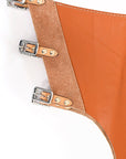 Hilason Western Bull Riding Chinks Chaps Adult Pro Rodeo Bronc Leather Tan