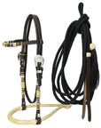 Hilason Western Horse Beautiful Noseband Tack American Leather Rein with Bosal Set