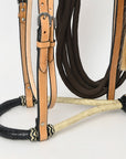 Hilason Western Horse Beautiful Noseband Tack American Leather Rein with Bosal Set