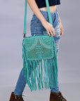 American Darling ADBG1322B Hand Tooled Genuine Leather Women Bag Western Handbag Purse