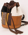 American Darling Bucket Hand Tooled Hair On Genuine Leather Women Bag Western Handbag Purse