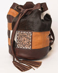 American Darling Bucket Hand Tooled Hair On Genuine Leather Women Bag Western Handbag Purse