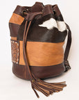 American Darling Bucket Hand Tooled Hair On Genuine Leather Women Bag Western Handbag Purse