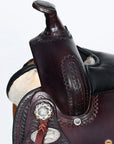 Hilason Western Horse Kids Youth Children Trail Genuine Leather Saddle Dark Brown