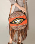 American Darling ADBGA486 Hand Tooled Saddle Blanket Genuine Leather Women Bag Western Handbag Purse