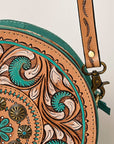 American Darling Canteen Hand Tooled Suede Genuine Leather Women Bag Western Handbag Purse