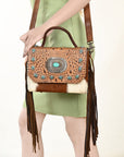 American Darling Briefcase Saddle Blanket Hair On Genuine Leather women bag western handbag purse