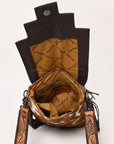 American Darling Messenger Bag for Women, Hand Tooled Floral Leather, Hair-On Cowhide, Woven Saddle Blanket, Genuine Leather