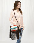 American Darling ADBG1392B Messenger Saddle Blanket Genuine Leather Women Bag Western Handbag Purse