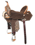 Hilason Flex Tree Western Horse Floral Trail Barrel American Leather Saddle Brown