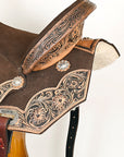 16 In Hilason Flex Tree Western Horse Floral Trail Barrel American Leather Saddle Brown