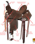 14 In Hilason Flex Tree Western Horse Buckstitch Trail Barrel American Leather Saddle Brown