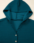 Waffle Textured Patchwork Hooded Top and Pants Set