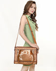 American Darling ADBG1393 Cross Body Hand Tooled Hair On Genuine Leather women bag western handbag purse