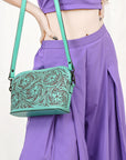 ADBGZ786B American Darling SMALL CROSSBODY Hand Tooled Genuine Leather women bag western handbag purse