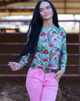 CACTUS FLORAL MESH LAYERING TOP