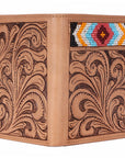 BAR H EQUINE Genuine Leather Hand Carved Rodeo Bifold Wallet For Men Women
