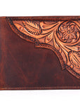 BAR H EQUINE Genuine Leather Hand Carved Rodeo Bifold Wallet For Men Women