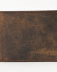 BAR H EQUINE American Western Bifold Men Genuine Leather Wallet Brown