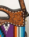 OHLAY HOBO Hand Tooled Upcycled Wool Genuine Leather women bag western handbag purse
