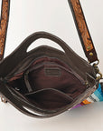 OHLAY HOBO Hand Tooled Upcycled Wool Genuine Leather women bag western handbag purse