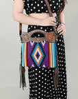 OHLAY HOBO Hand Tooled Upcycled Wool Genuine Leather women bag western handbag purse
