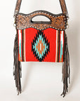 OHLAY HOBO Hand Tooled Upcycled Wool Genuine Leather women bag western handbag purse