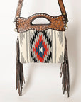 OHLAY HOBO Hand Tooled Upcycled Wool Genuine Leather women bag western handbag purse