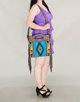 OHLAY HOBO Hand Tooled Upcycled Wool Genuine Leather women bag western handbag purse