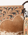 OHLAY OHG123 Cross Body Hand Tooled Hair-On Genuine Leather women bag western handbag purse