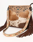 OHLAY OHG123 Cross Body Hand Tooled Hair-On Genuine Leather women bag western handbag purse