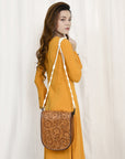 American Darling ADBG1418 Cross Body Hand Tooled Genuine Leather women bag western handbag purse