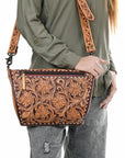 American Darling ADBG1419 Cross Body Hand Tooled Genuine Leather women bag western handbag purse